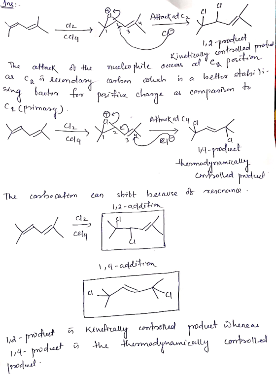 ine: Alfack at ad centrala terketas y la Cl2 celu CO 1,2-poodleet - Kinetically controlled product The as sing oposition atta