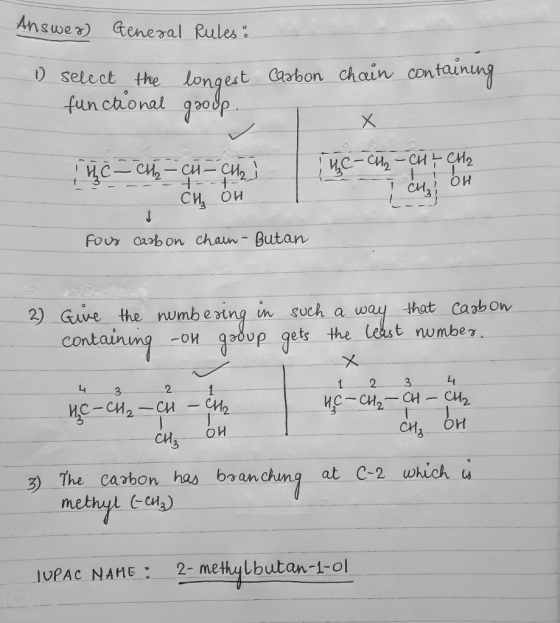 Answer General Rules: 1 carbon chain containing select the functional longest group. ic - CH2 - CH=CH2) CH OH Х 4C- CH₂ - CH