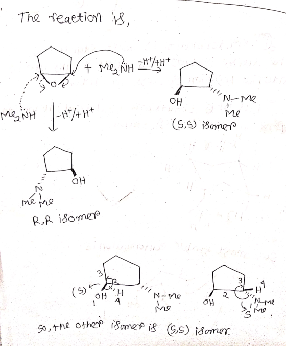 . The reaction is, + Meyron *** Mit L-AAH 1. OH N-ne Me : (5,5) isomer OH mére RR isomer 31. org (5) OH OH on Amet me 2 oht m
