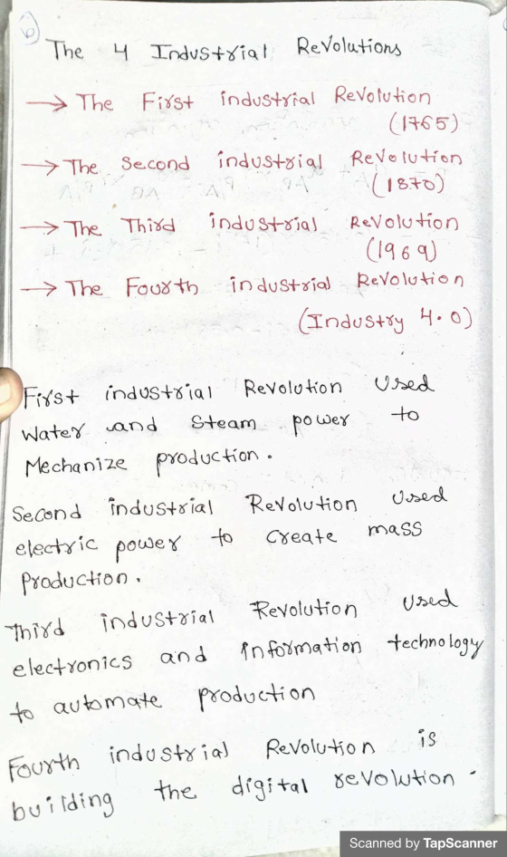 The 4 Industrial Revolutions The First industrial Revolution (1765) > The Second industrial Revolution (1870) > The Third ind