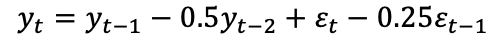 yt = yt-1- 0.5yt-2 + ft - 0.25ết-1