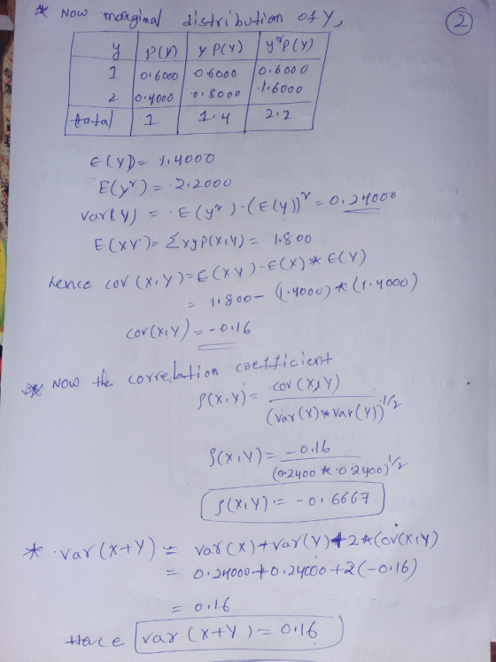 Nou 2 2 E(y )= 22000 ence cov (x.ye()-e(x) ECY) sxy)0 6667