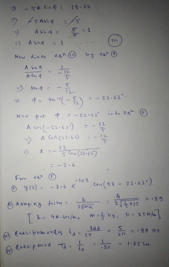 - 5A sind = 19-24 7 75 Asinca = 15 Asha = Ashd 1 Now dinide ean (110) by ear o A sind Aw, a 12 5 tend a Fly → da tex-(- 8 /