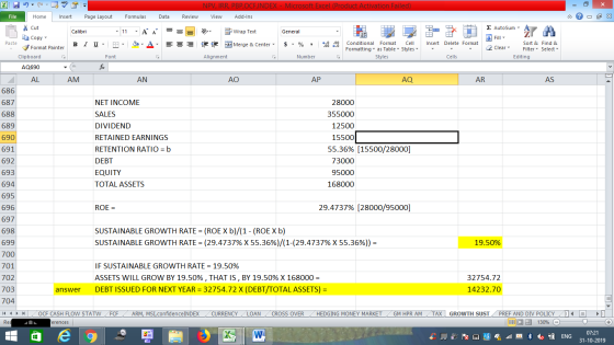 - 2x Insert Delete Format Σ AutoSum : A Fill Sort & Clear Filter Editing Find & Select Cells AR AS NPV, IRR, PBP,OCFINDEX - M