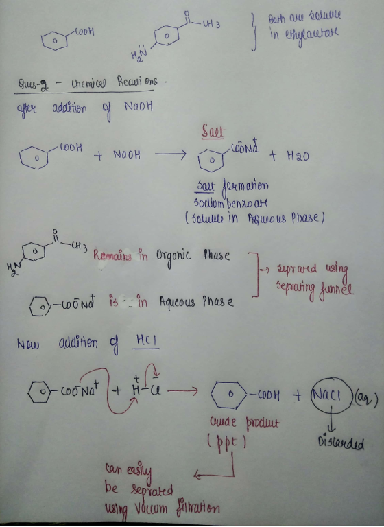 -Look Cromo s Jun engautare Both are soluble in ethyl acreete Quis-9 - Chemical Reawi ong after addition of Naon To Look + Na