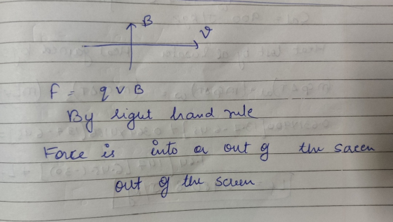 B v f = q vB By light hand rule Force is into a out (8) out of the screen out of the screen