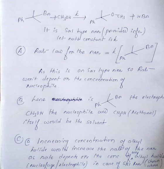 -Bro7 ph L Brot Chgon ky eko-chat HBA It is Swi type non provided info.) let nated constant isk ② Rate law for the man = klok