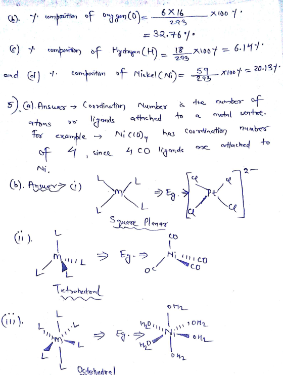 293 6). Y composition of onggen (0)= _ 6X16 - X100 y: = 32.76% C) me comportion of Hystojen (H) = 18,21004 = ? and cer) P. co