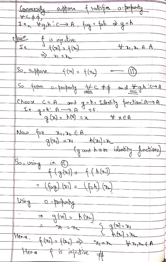 Conversely suppose of satisfices o- property ted In tg, hic→ A fog fah agah claim f is injective Il fail f(x) tane A. am se S