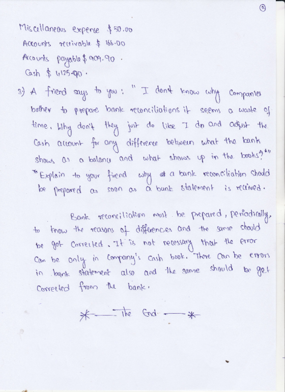 3 M s cellaneous expense 亨50.00 (ash 率1125-90. In Cash atiount o onu differene behoein that tho lank shous 0 o balanu and wh