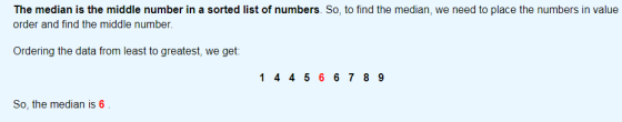 The median is the middle number in a sorted list of numbers. So, to find the median, we need to place the numbers in value or