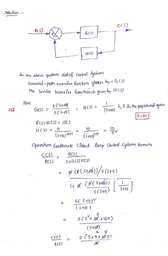 Solution- CCS) ROS) GCS) HOS) Jis the above quation dat of control System Forward - path transfer fuckion gloven by = G CS) T
