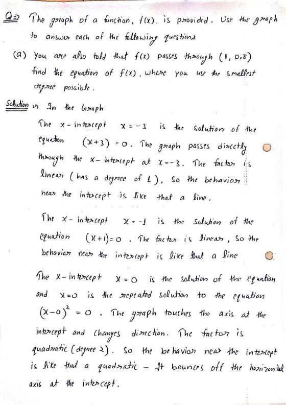 to Q2 The graph of a function, f(x), is provided. Use the graph answer each of the following questions (a) you are also told