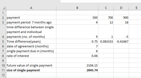 2 payment 3 payment period 7 months ago 4 12 18 time difference between single payment and individual 4 payments (no. of mont