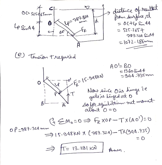 + Ch. O(= 525265mm distance of resultant I Losinta t ok (p=787.20 al from Surface;d =Octl Sin 44 = 525-265+ 787.324 Sin44 =10