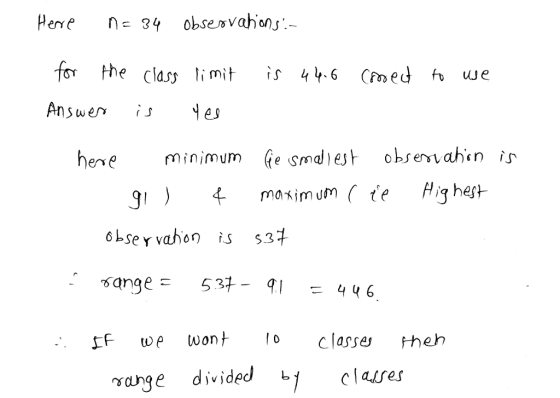 Here 4vahons for the cldsis 446 CFmed h we Answer is es he minimum Ge smdes ohsevahn is SF we won classe heh γange divided bl
