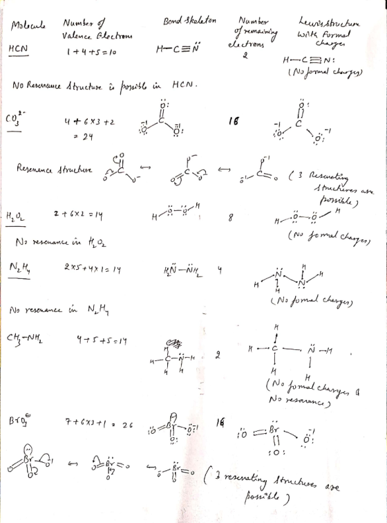 Molecule Bond skeleton Number of Valence bleedyous 1 +4+5 = 10 Number of remaining electrons HCN H-CEN Leurs structure with f
