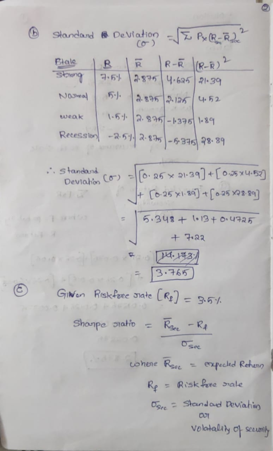 ® co ) Standard & Deviation - Px R=R2? Blate R Ř IR Ř (R-8) 2 strong 7.5% 2.875 4.625 21.39 Nosimal 5.1 2.875 2.125 4.52 weak