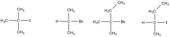 CH3 CH3 CH3 CH H2C H2C H3C-C-I H-C-Br H3C-C-Br H-C-I CH3 CH3 CH3 CH3 CII-C C-C C-C C-C-IIC