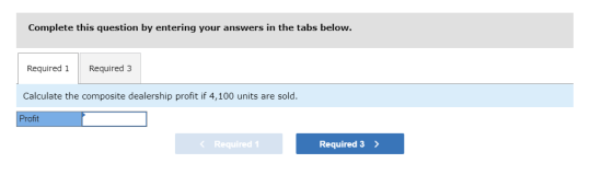 Complete this question by entering your answers in the tabs below. Required 1 Required 3 Calculate the composite dealership p