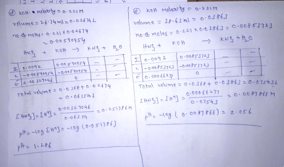 koH:Mo atrtyo22IM koH Molasi td O221M volume 26.74 mla0.02674 volume 3g. 63 ml O3 863 no t moley o 22) 02679 o-00520954 no mo