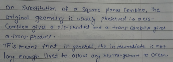 on substitution of a square planas Complex, the original geometry is usually preserved in a cis- Complex gives a cis-product