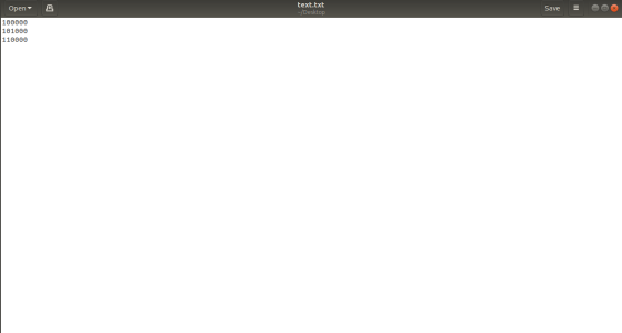 Open text.txt -Desktop Save 00 100000 101000 110000
