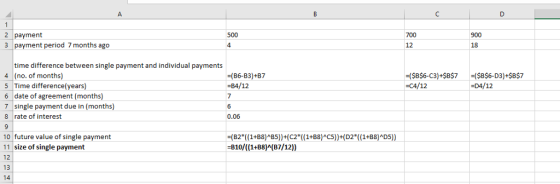 2 payment 3 payment period 7 months ago 500 700 900 4 12 18 time difference between single payment and individual payments 4