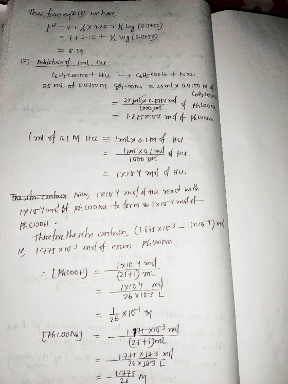 Thus, from ege we have, &H - + + 474.20 + / log (0.0750) = 7+2.10+ ½ wg (0.0750 8.54 (2) Cottr word Addition of imL the Cette