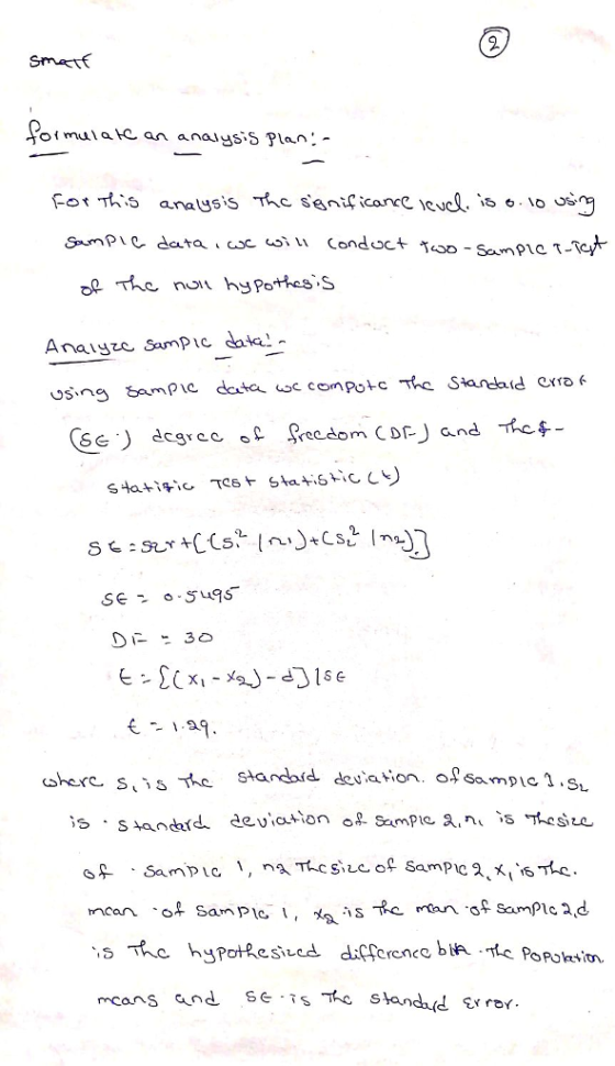 ofmulaloC an anagsS Plan:- e The no hyPothess degree ecdom CDE) and