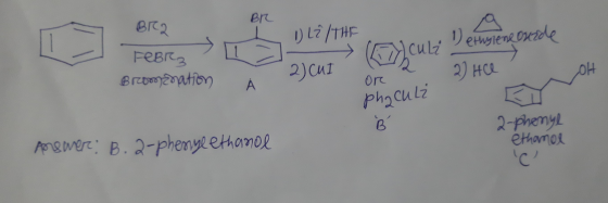 Br Bra 1) L2/THE FeBra Brcomanation De twylene burde Elcula 2) Hee 2) CUI LOH А Ort phaculi B pemer B.2-phenyl ethanol 2-phen