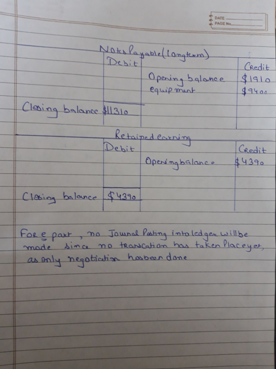 DATE PAGE No CRedit Openin balance sialo equip mank 2 Redit- Opeinghalane 439 4390 ance illbe made Aina mo tRondCahian has taken Placeye