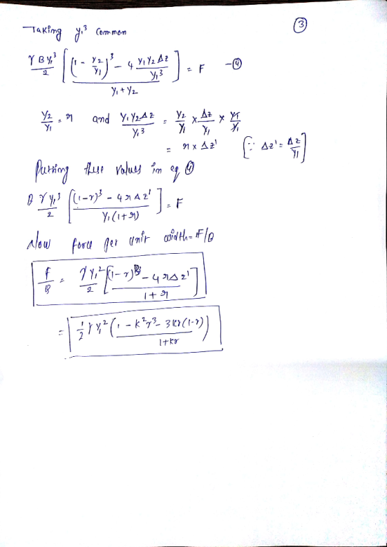 Taking y, common ros (83-4 mm, hk) er o - Yi+Y2 ,94 and Y.Y242 . Ya x Aty farting these values in eq 0 By (10892 473).r slow