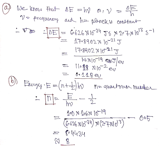 We know that AF = hy V V frcqueney a hplanelz is eonMtant l0 C626lo 2 478902 l021 J 7-890210J 61019 eu 1o88 0ev 0.448 eu 34 D