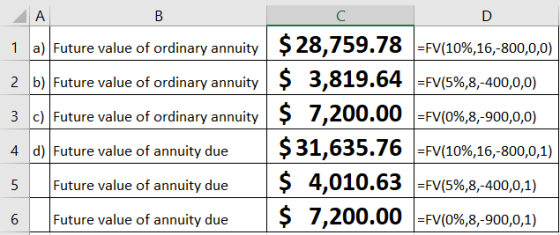 B C 1 a) Future value of ordinary annuity 2 b) Future value of ordinary annuity 3 c) Future value of ordinary annuity 4 d) Fu