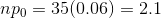 npo = 35 (0.06) = 2.1