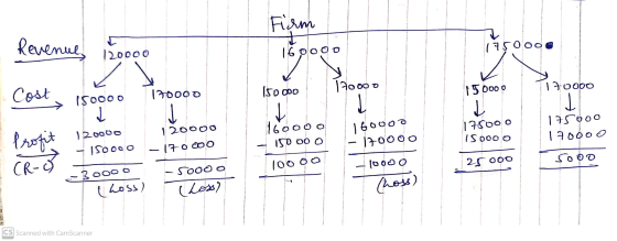 Firm Revenue 120000 16 0000 17500g 1 ༦ ༧༠༠༠ 170000 170000 Cost 170000 150000 150000 > 150000 L 1 . 175000 160000 Profit 175oO