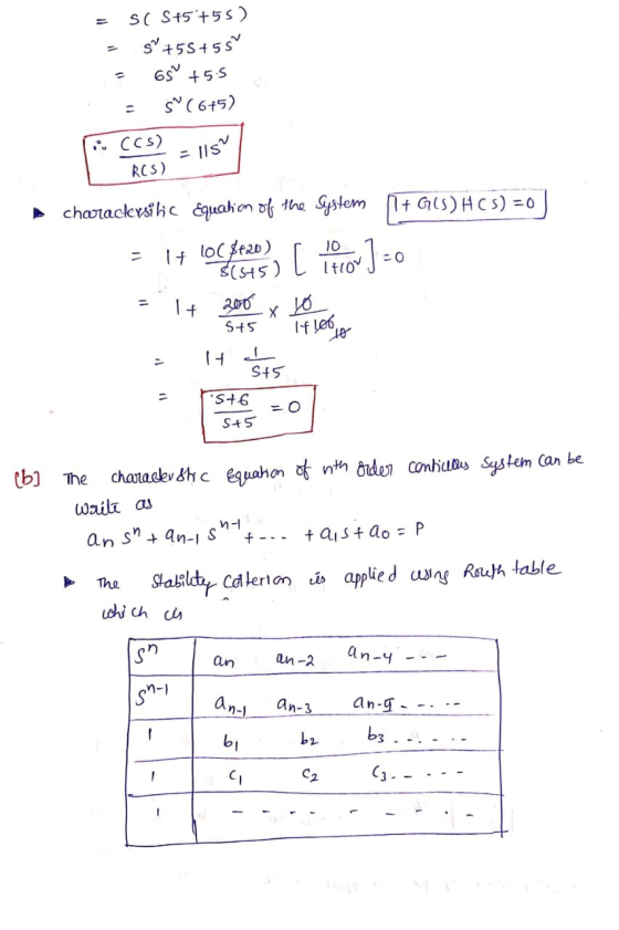 SC S+5+55) SV +55 +55 65 +5.5 S (6+5) ... CCS) RCS) = Ils 10 charactersilic Equation of the System | + GS) HCS) = 0 It loc $