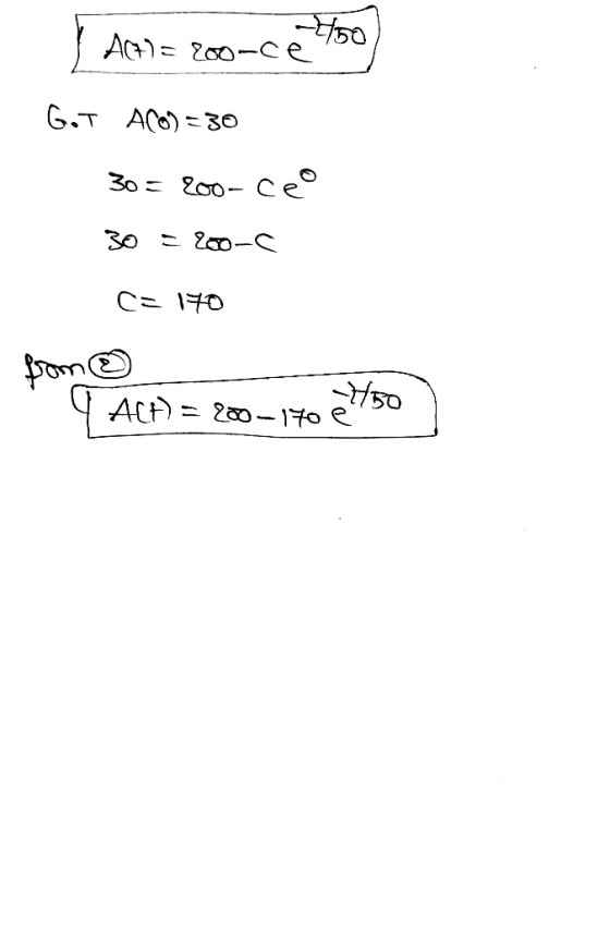 Atl=roo-ce too) Got AC) = 30 30=20o-ceo 30 = 200-6 C=170 from ☺ 9 ACH) = 200-170 460)