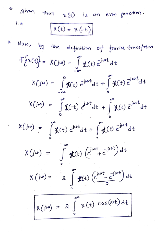 function. even an is t x that given A | (4) = (- ) fourier transform of definition the Now, by و امانت (4) آ = (من) Face ) =