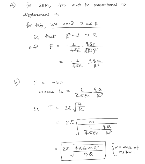 a) for SHM, force must be proportional to displacement 2, for this, we need ZLCR So, that R² +22 ~ R 1 q82 and F = Anto SC2²3