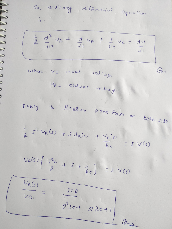 So, ordinary differential gration I d² wat att & up t dt I UR = RC ? du Whore ur input voltage U output voltage APRey th la p