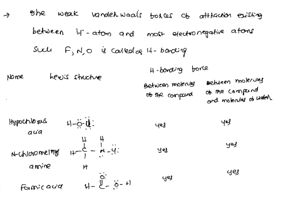 - she weak vanded waals toxces of attraction existing between it-atom and most electronegative atoms suche Fun,o is called as