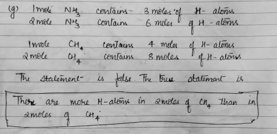 Imole & mole Nh Nth contains contains 3 moles of 6 moles H- alones y H-alons Imole CH contains 4 moles of H-atoms. a mole H c