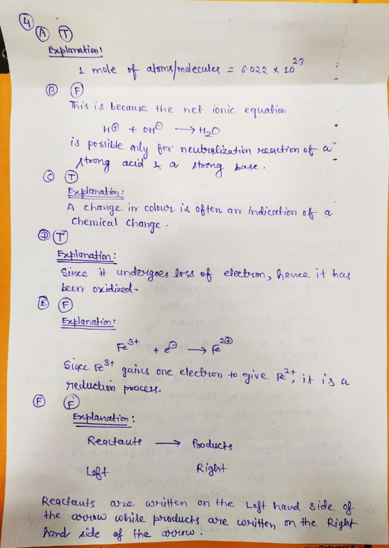 Explanations 1 mole of atoms/molecules = 6:022 x 1023 This is because the net ionic equation H + oHo H₂O is possible only for
