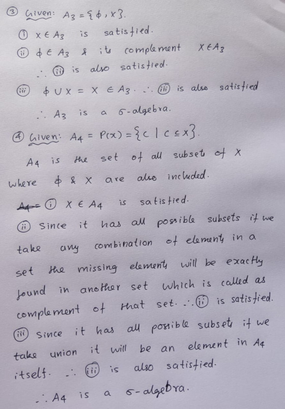 3 is Given: Az = { ¢ ,x3. XEA3 satisfied. de Az & its complement also satistied. XEA3 is is a is are is ii Since $ UX = X EA3