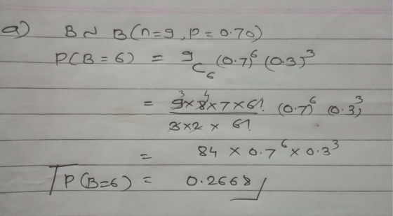 а) Bon(n=3 р = 070) PCB = 6) - 3 3x2 x 1 . Езкіх7кс (от од - 34 xo.7 хоз? PCBes) : 0.266 3 /
