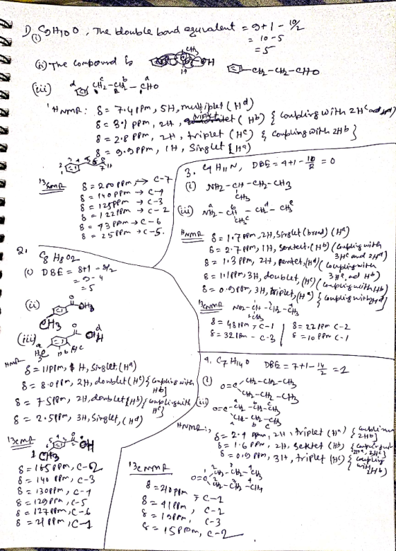 Dogtoo, The blouble bond equivalent = 9+1 - 1% - 10-5 D ) The compound is o or och-ch-CHO Anna Hamr: 8= 7:40pm, SH, multiple