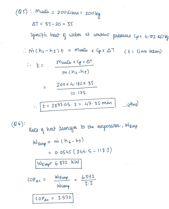 (105): Mwater 200 liters = 200 2001g AT-55-20 = 35 specific heat of water at constant pressure up2 4:182 15/12 :mcha-h3)t = m