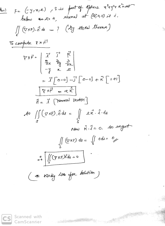 CA Am) F= Ggenie), 8 as part of sphere arqyr seat - below then, alsmal at (68,0,0) is ti ļl Erf)ht des – ? (By Htokes therem)
